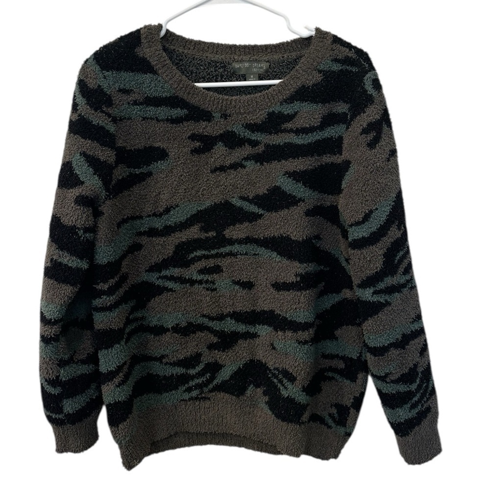 Barefoot Dreams CozyChic Camo Crewneck Sweater Size M